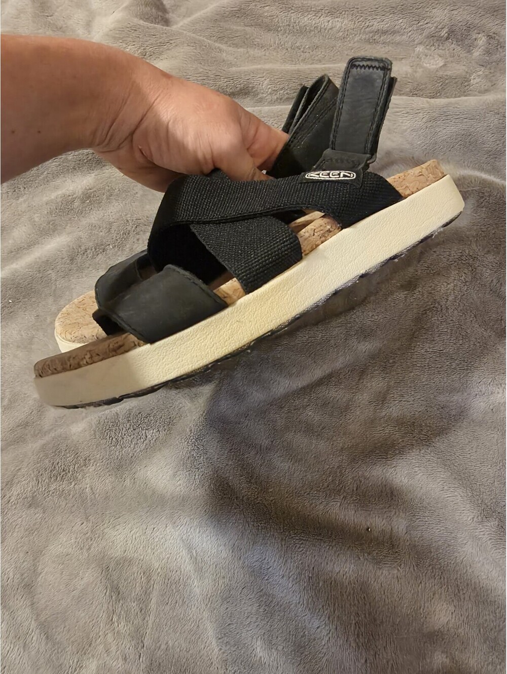 KEEN Elle Criss Cross Sandals Black With Cork Footbed Women's Size 7 - Picture 3 of 6